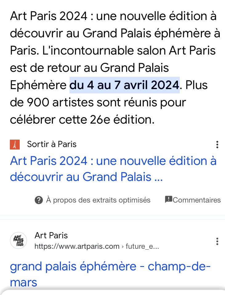 Grand Palais Ephémère- PARIS FAIR- Avril 2024.