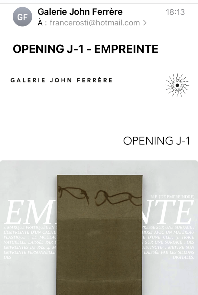 Galerie John Ferrère Empreinte Mars 2024.