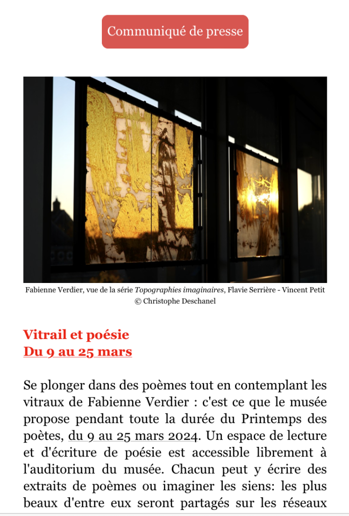 Musée Camille Claudel Printemps poètes 9/25 Mars 2024.